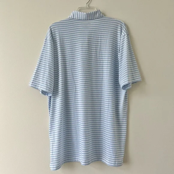 Peter Millar Seaside Men’s Drirelease Natural Touch Blue & White Striped Polo - Picture 2 of 5